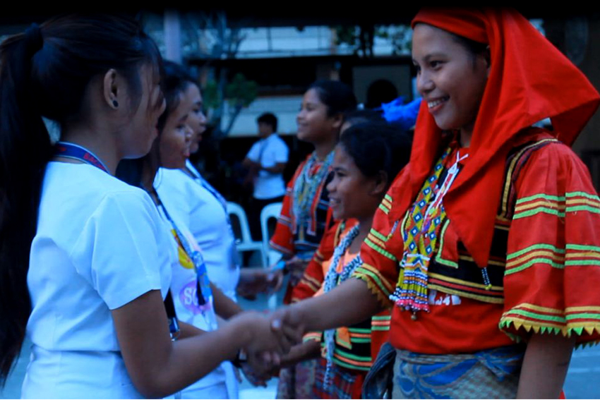 SALUBONGAN. As part of the month-long activity of the Mindalakbayan, students from the Assumption College of Davao welcome the students of Misfi academy and Salugpongan school based in their communities. The Lumad students share their experiences as victims of militarization and displacement to the college students. (Ace R. Morandante/davaotoday.com)