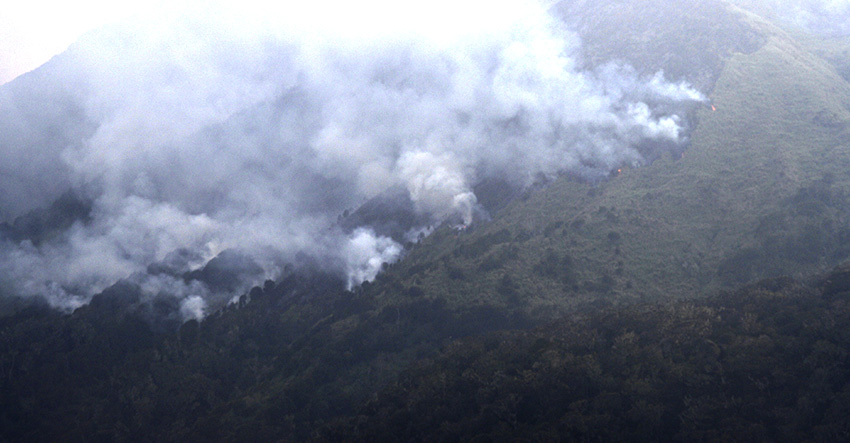 Caption: Aerial shot of the fire in Mt. Apo (Photo courtesy of the Philippine Air Force Tactical Operations Group 11 and 305th Air Intelligence Service Squadron)