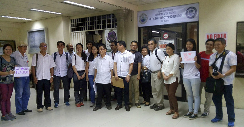 Libel ​counter. ​​Nineteen faculty members of the University of the Philippines Mindanao filed ​on Thursday their ​counter affidavit at the City Prosecutor's office ​in Davao City, on the libel complaint filed against them. (Earl O. Condeza/davaotoday.com)