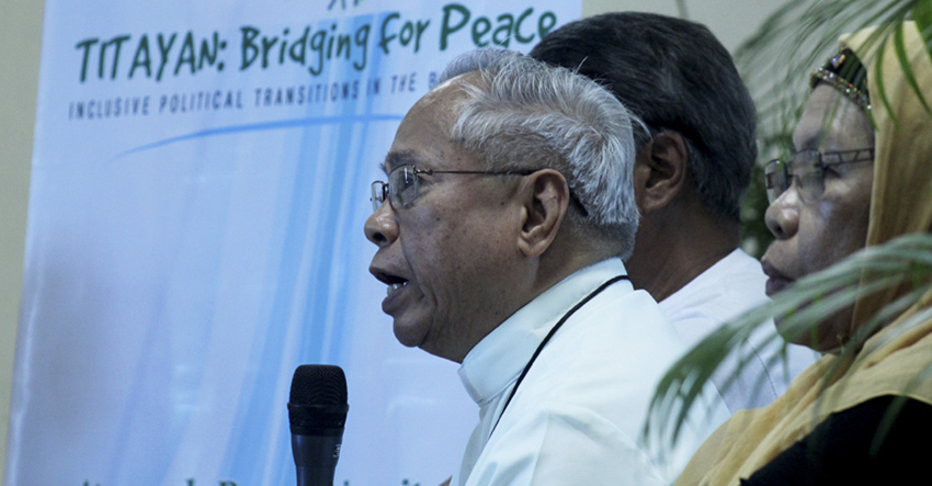 Orlando Cardinal Quevedo, archbishop of Cotabato City, says the people should be active in engaging the next leaders to push the drafting and approval of a Bangsamoro Basic Law that is compliant with the Comprehensive Agreement on the Bangsamoro. (Ace R. Morandante/davaotoday.com)
