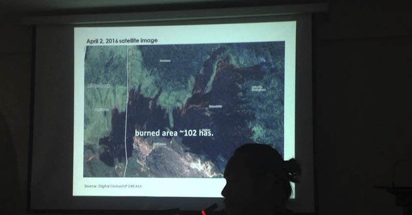 The photo shows the April 2 satellite image of the burned area of Mt. Apo. (Maria Patricia C. Borromeo/davaotoday.com) 