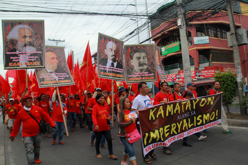 Thousands of workers from different provinces in Southern Mindanao march in Davao City to commemorate the 130th International Labor day, Sunday afernoon. The march ended at the Rizal Park where the workers held their program. (Ace R.Morandante/davaotoday.com)