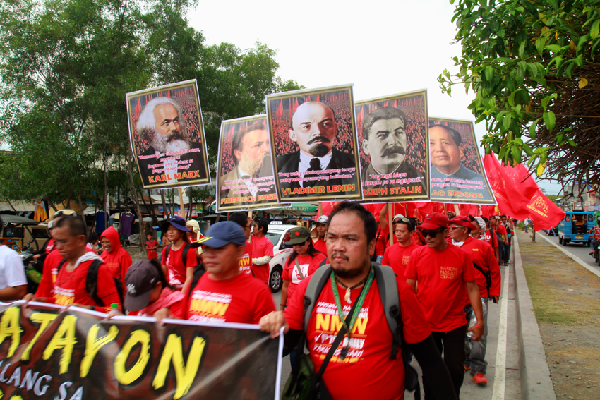 Around 6,000 workers from different provinces of Southern Mindanao Region march the street of Davao City as they commemorate labor day.