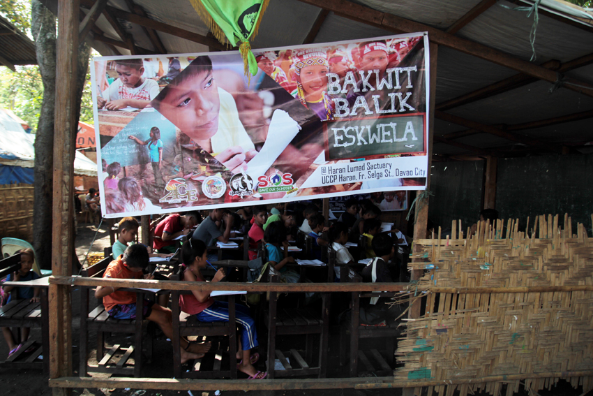 CLASSROOM. The Misfi Academy starts their classes today at the UCCP Haran in Davao City where 110 indigenous peoples students are enrolled from pre-school to Grade 6. The students are evacuees from White Culaman, Kitaotao, Bukidnon and Kapalong, Davao del Norte. (Ace R. Morandante/davaotoday.com)