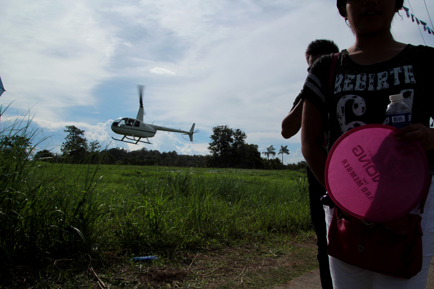 VIPs. Some visitors arrive at the area using a helicopter.