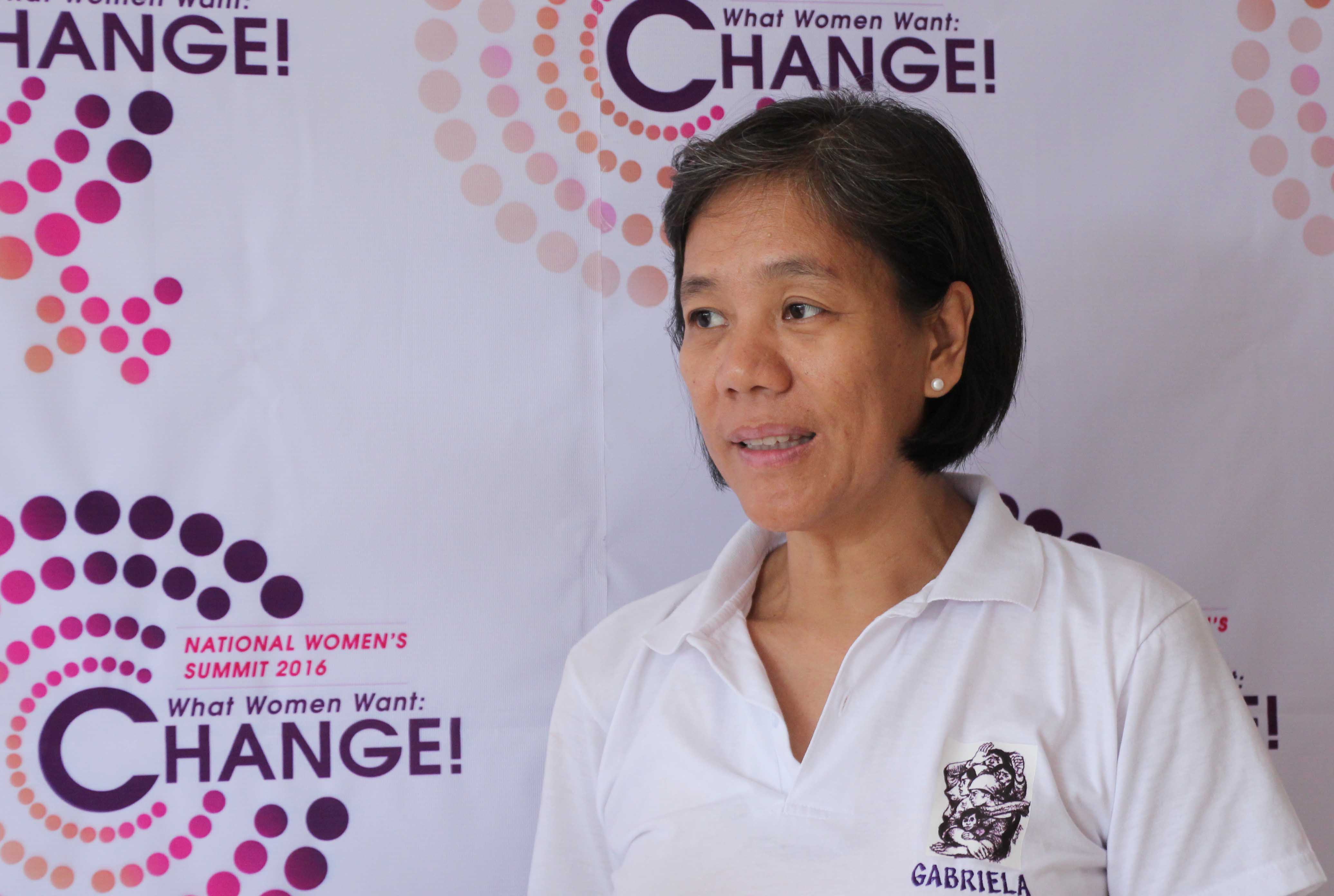 Sharon Cabusao, a former political detainee, laments the condition of prisoners, especially women in cramped prisons during the National Women Summit in Davao City on Friday afternoon, June 24. (Medel V. Hernani/davaotoday.com)