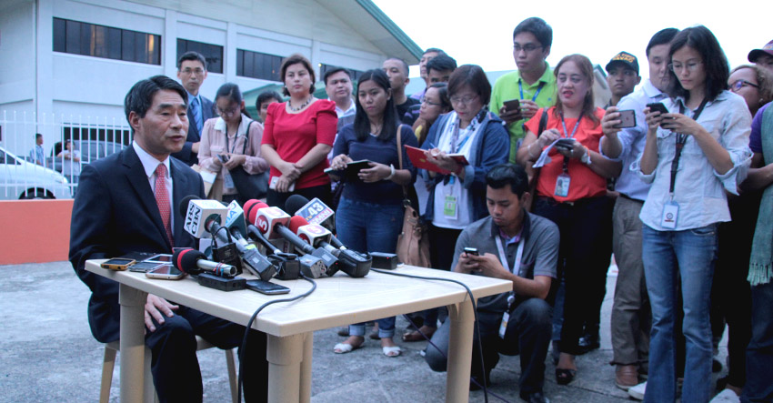 Korean Ambassador to the Philippines Kim Jae-Shin meets reporters in Davao City after he had a meeting with President-elect Rodrigo Duterte on Thursday afternoon, June 2. (Ace R. Morandante/davaotoday.com)