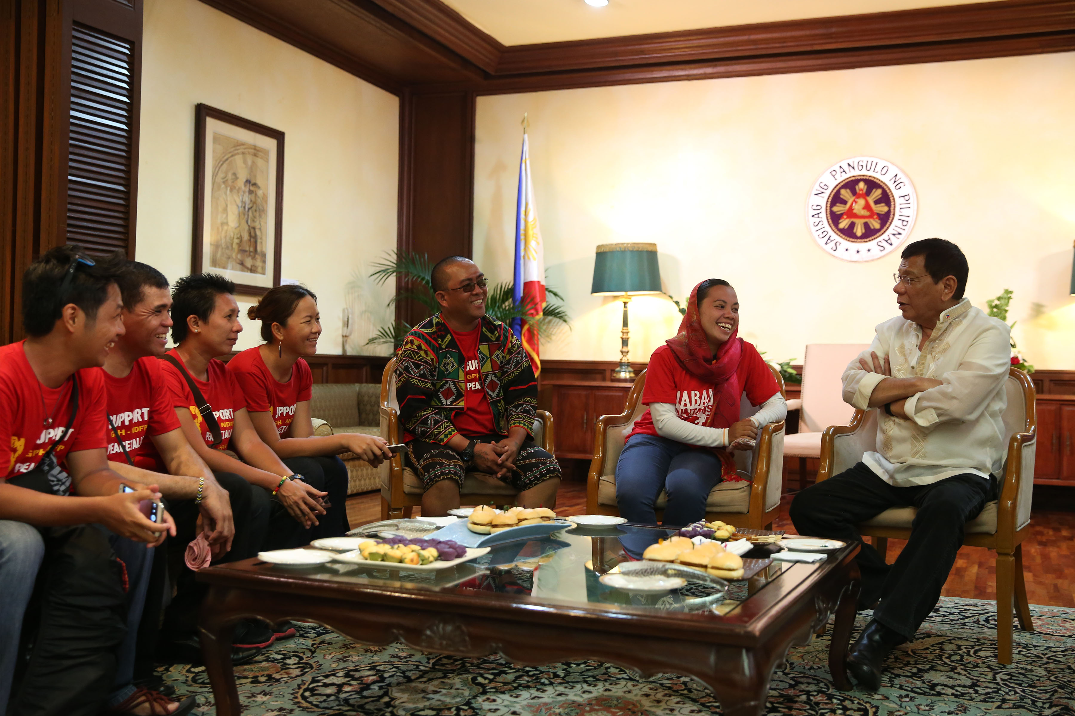 Militant groups meet with President Rodrigo Roa Duterte for a dialogue after delivering his first State of the Nation Address at the House of Representatives in Quezon City on July 25, 2016. KING RODRIGUEZ/PPD