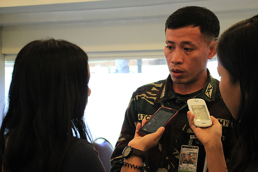 Capt. Rhyan Batchar, spokesperson of the 10th Infantry Battalion denies Army's air strike wounded a civilian following an encounter with the New People's Army in Davao Oriental. (Paulo C. Rizal/davaotoday.com)