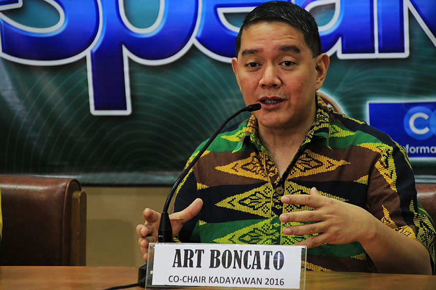 KADAYAWAN EVENTS. Art Boncato, co-chairperson of the 2016 Kadayawan executive committee shares the initial list of activities for the Kadayawan celebration this year during the I-speak media conference on Thursday, July 14. (Paulo C. Rizal/davaotoday.com)