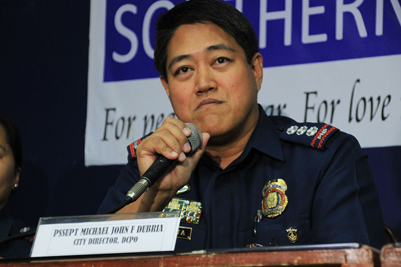 Davao City Police Chief Michael John Dubria maintains that only drug suspects and criminals who resist arrest are in danger of being killed. Dubria said policemen must also defend themselves in their line of duty. (Paulo C. Rizal/davaotoday.com)
