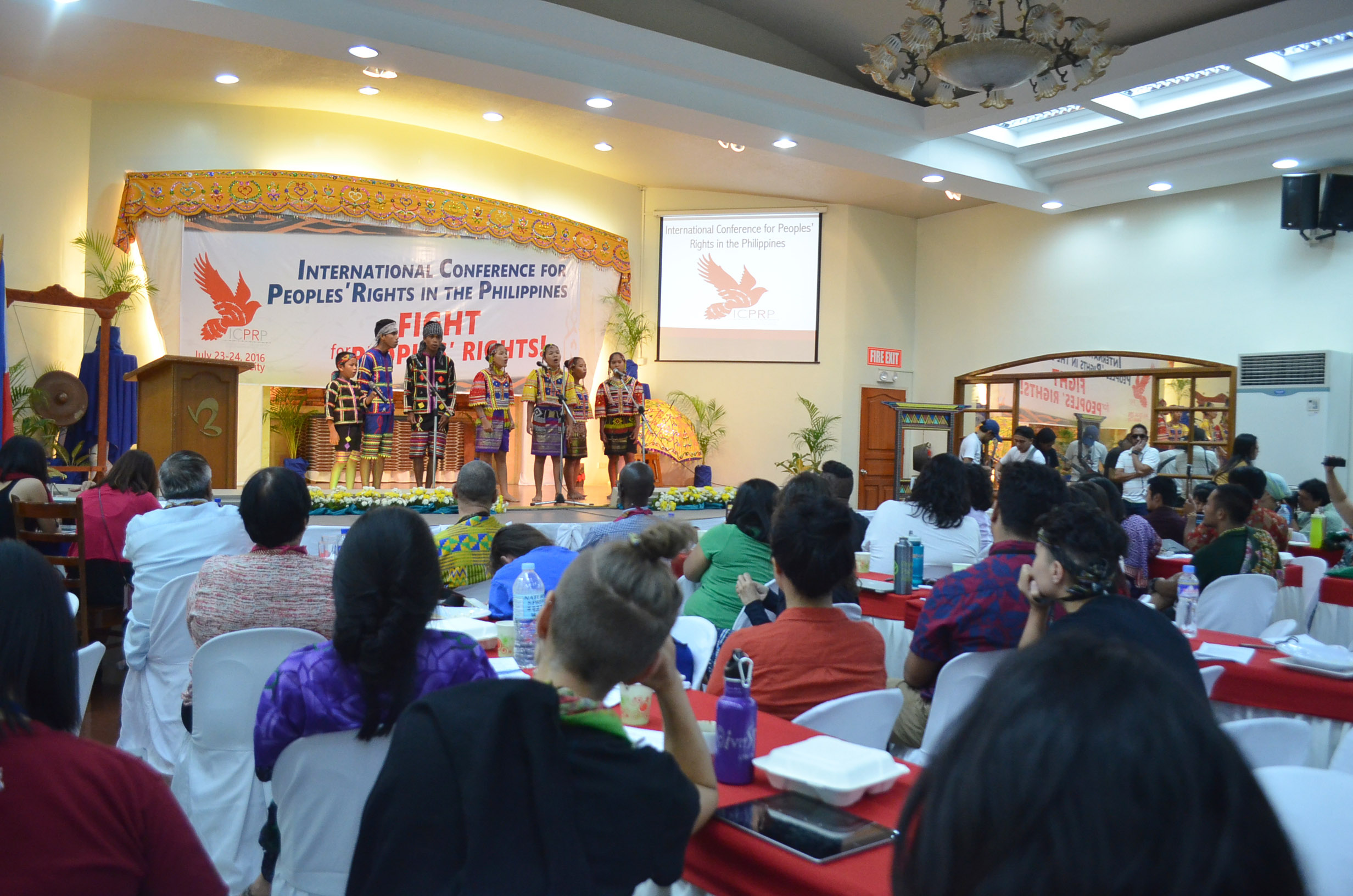 CULTURAL PRESENTATION. Lumad youth perform on stage during the two-day International Conference for Peoples Rights in the Philippines  held at the Brokenshire Convention Center in Davao City on Saturday, July 23.(Medel V. Hernani/davaotoday.com)