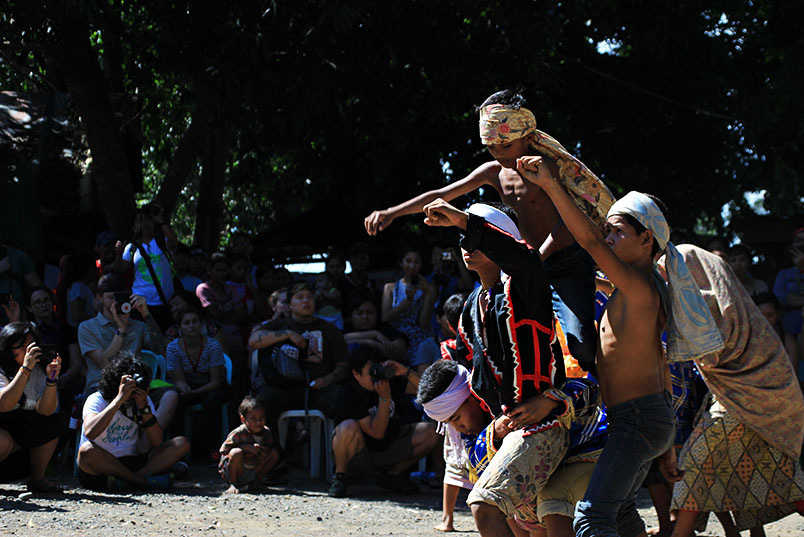 Young Lumad children stage an interpretative dance to tell the story of their community in front of human rights activists from Europe, Asia, and Latin America in UCCP Haran, Davao City on Saturday, July 16.  (Paulo C. Rizal/davaotoday.com)