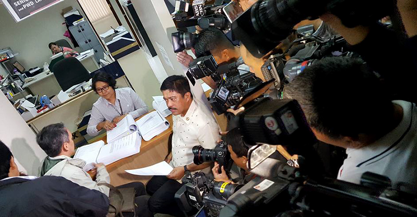 Bayan Muna Partylist Rep. Carlos Isagani Zarate along with members of various groups filed a technical malversation case against former President Benigno Simeon Aquino III and former Finance Secretary Florencio Abad on Friday, July 8. (Photo from Bayan facebook page)