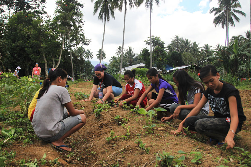 As part of a curriculum that is tailored to the community's needs, these students of the Mindanao Interfaith Services Foundation School in Barangay Kisante, Makilala, North Cotabato are also taught how to maintain a vegetable garden. (Paulo C. Rizal/davaotoday.com)