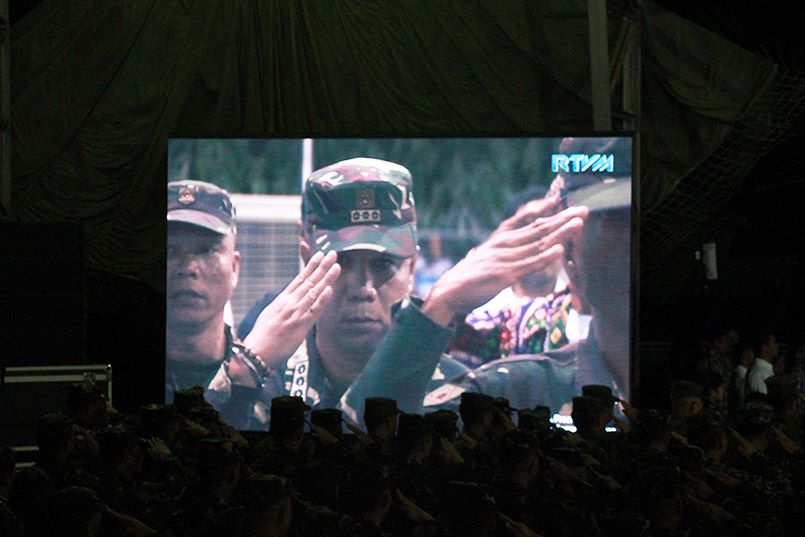 Soldiers of the Eastern Mindanao Command during the opening ceremonies of the 10th year anniversary of the EMC held at the Naval Station Felix Apolinario in Panacan, Davao City on Friday, August 26. (Paulo C. Rizal/davaotoday.com)