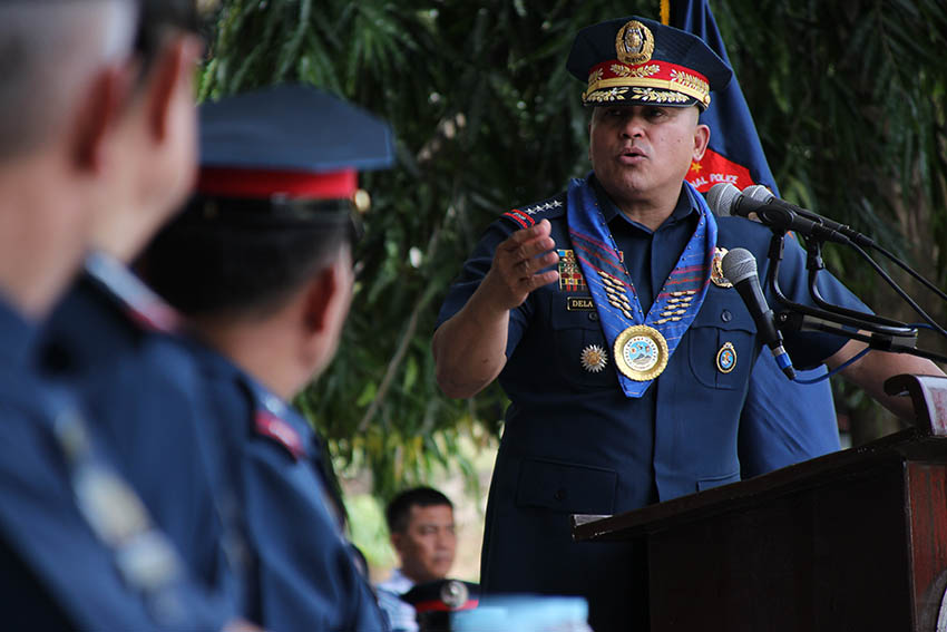 PROUD DABAWENYO. During the 115th Police Service Anniversary celebration held in Camp Quintin Mericido, Buhangin, Davao City, Tuesday morning, August 9, Police Director General Ronald "Bato" M. Dela Rosa says that he felt proud of hailing from Davao City where police officers have high standards compared what he has witnessed in other places. (Paulo C. Rizal/davaotoday.com)