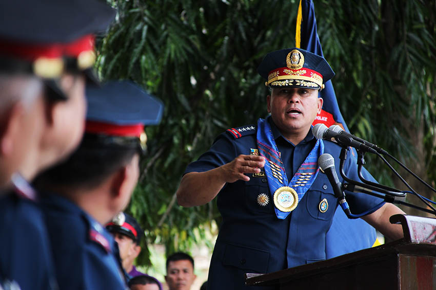 PROUD DABAWENYO. During the 115th Police Service Anniversary celebration held in Camp Quintin Mericido, Buhangin, Davao City, Tuesday morning, August 9, Police Director General Ronald "Bato" M. Dela Rosa says that he felt proud of hailing from Davao City where police officers have high standards compared what he has  witnessed in other places. (Paulo C. Rizal/davaotoday.com)