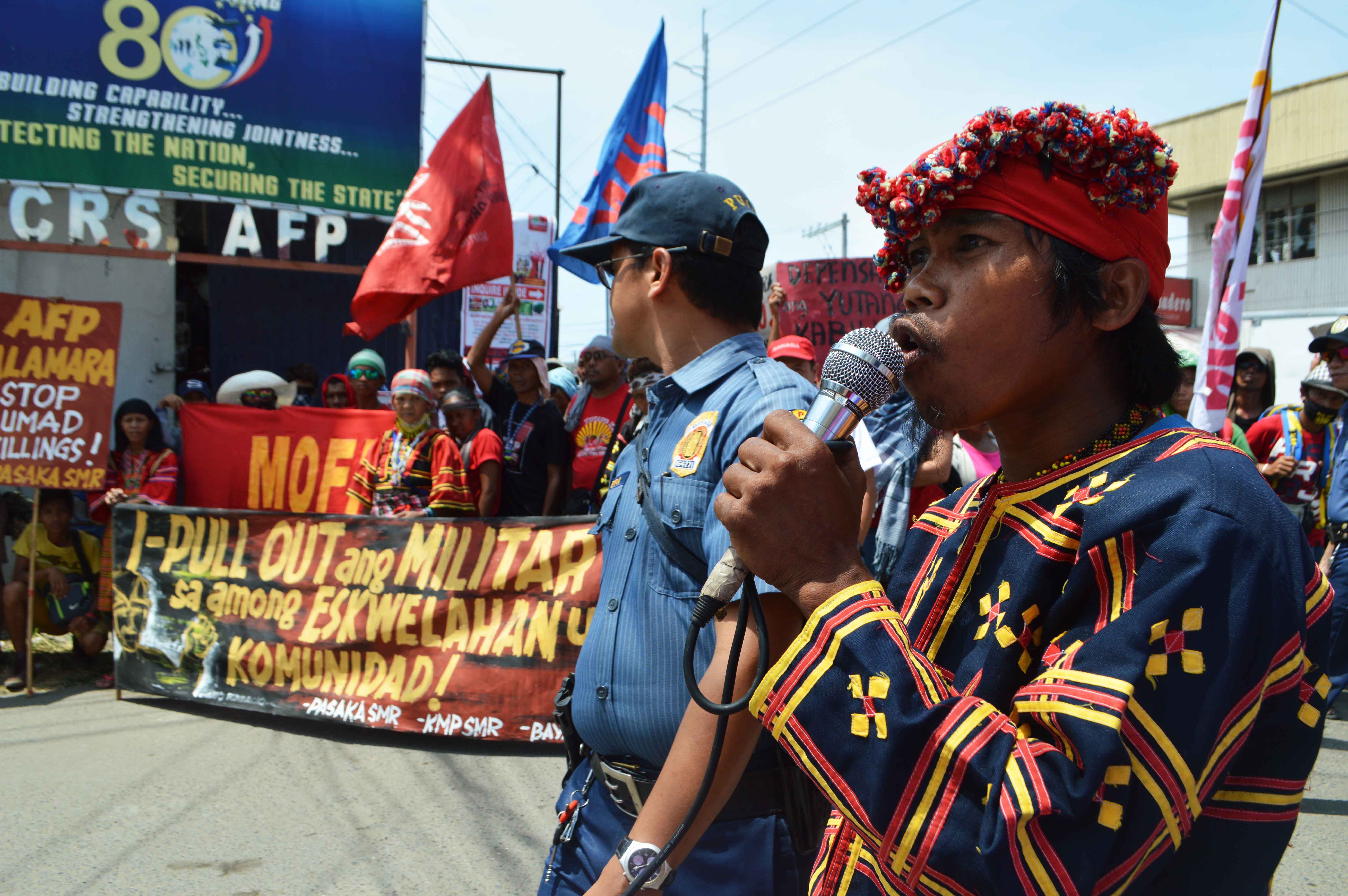 A Matigsalug leader somewhere in Compostela Valley  province says that the Army stayed in their community, and create fear among farmers in staying long in their farm. He said the Army charges us supporters of the New Peoples Army (NPA). (Medel V. Hernani/davaotoday.com)