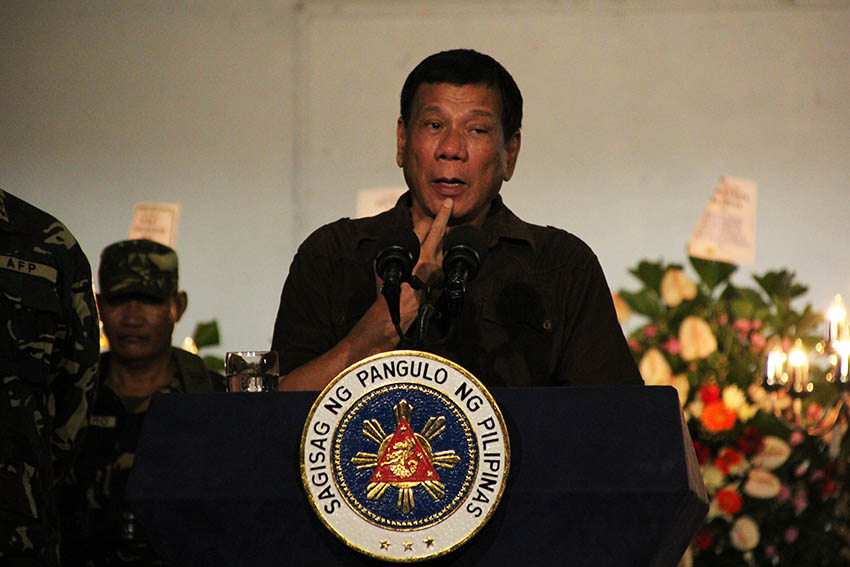 NO MORE LANDMINES. President Rodrigo Duterte appeals to the Communist Party of the Philippines to stop using landmines as part of the Geneva Convention on the rules of war in the public wake of four soldiers who died in an encounter with the 8th Pulang Bagani Company of the New People's Army in Monkayo Town, Compostela Valley, Friday morning, August 5. The four soldiers are currently laid at state in Camp Apolinario, Panacan, Davao City. (Paulo C. Rizal/davaotoday.com)