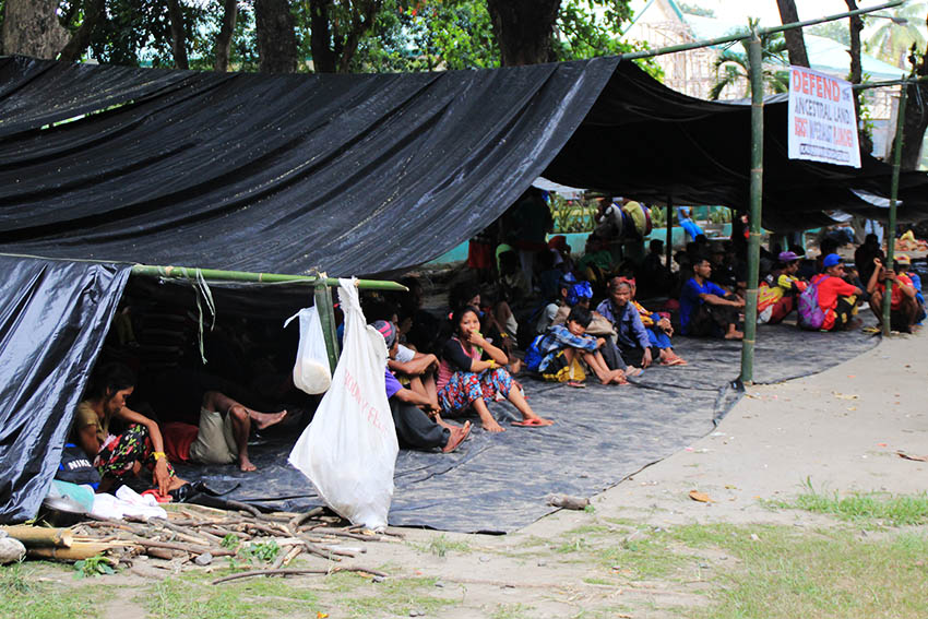 Lumads rest inside their temporary shelters, as the program is ongoing at the Rizal Park in Koronadal City on Monday, August 22. Their camp will last until August 26 as part of their week-long protest camp out against mining and logging operations in the Region 12. (Earl O. Condeza/davaotoday.com)