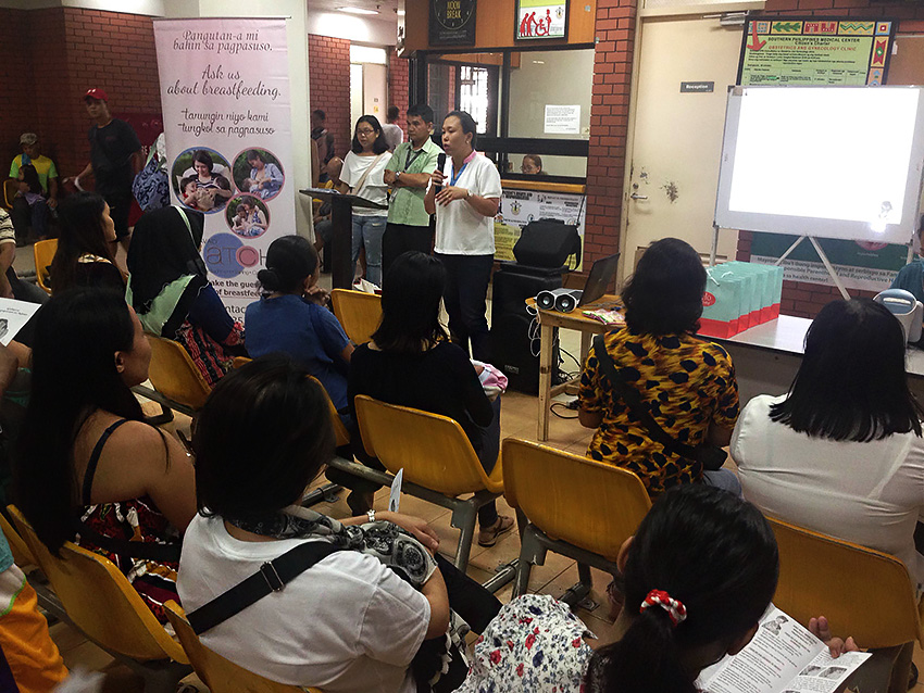 Karen Lamorena, a breastfeeding counselor from LATCH Davao, explains that the belief that a mother needs to take supplements to increase her breast milk production is a myth. She said that frequent nursing of baby is the key to increase milk supply as milk production depends on the baby's demand. LATCH Davao held a breastfeeding talk at the Southern Philippines Medical Center in Davao City on Wednesday, August 3, 2016. (Zea Io Ming C. Capistrano/davaotoday.com)