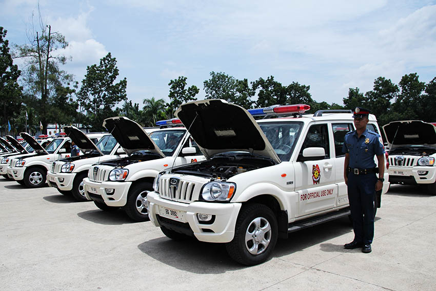 NEW VEHICLES. Twenty Mahindra Scorpio sport utility vehicles are turned over to the Police Region 11 during the 115th Police service anniversary celebration on Tuesday morning, August 9, 2016 in Camp Quintin Mericido, Buhangin, Davao City. Police Regional Office 11 Director, Chief Supt. Manuel Gaerlan said that the vehicles will be used for administrative transport purposes, not as patrol cars. (Paulo C. Rizal/davaotoday.com)