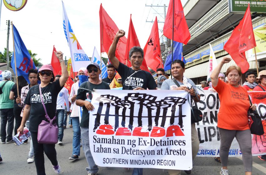 Members of Samahan ng mga Ex-Detainees Laban sa Detensyon at Aresto, an organization of former political detainees arrested during Martial Law.