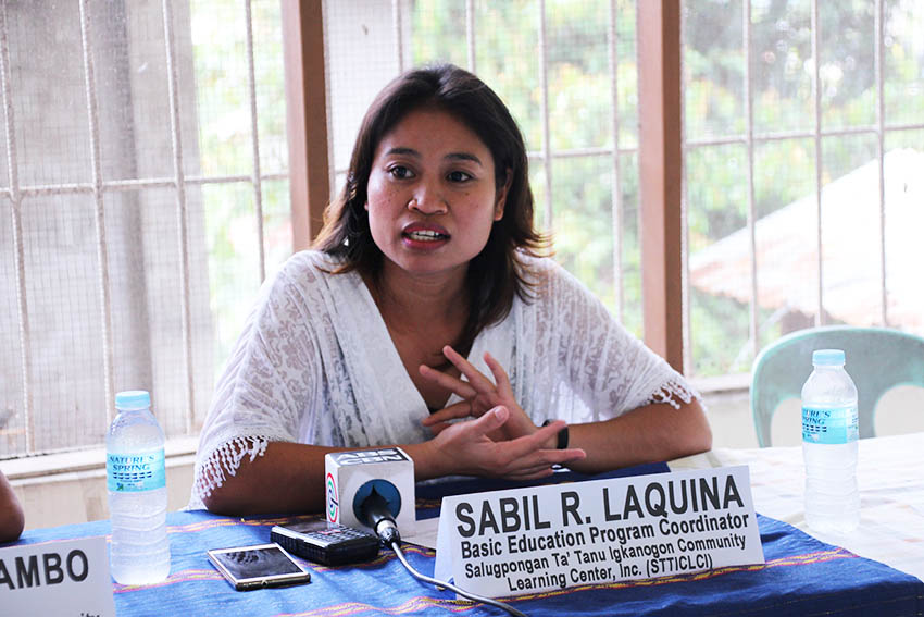 Sabil R. Laquina, basic education program coordinator for Salugpongan Ta 'Tanu Igkanugon Community Learning Center announces their celebration of the Bwalawan Festival (Manobo's harvest time) coinciding with the school's 12th anniversary on September 30. Laquina said that this year's celebration aims to highlight and commemorate the struggle of the Lumad's right to education. (Paulo C. Rizal/davaotoday.com)