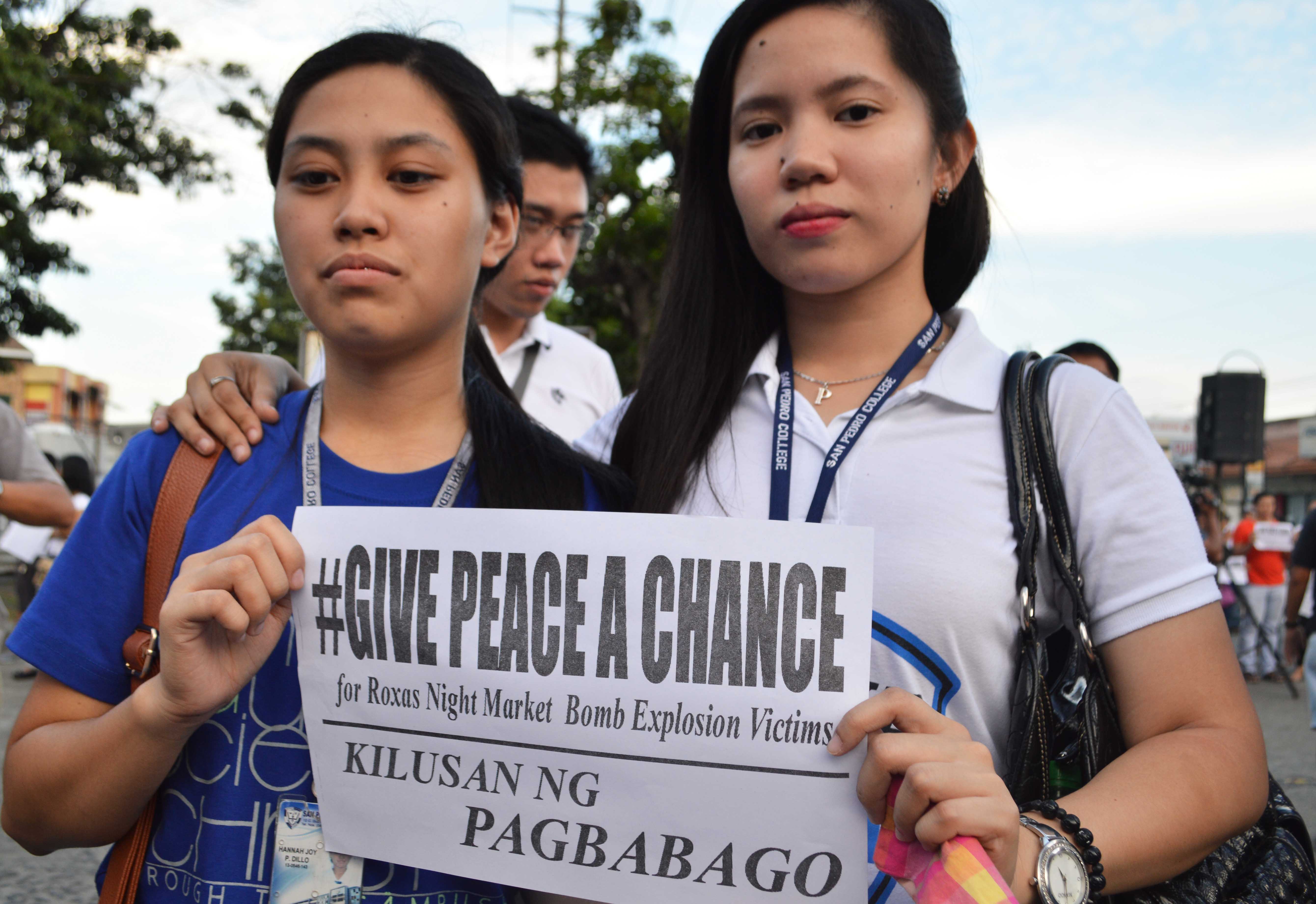 Family members of victims and college students attend the mass, and offer prayer for  peace in Davao City and the whole country.