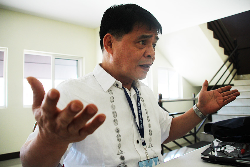 CHURCH LEADER National Council of Churches in the Philippines general secretary Father Rex Reyes says that peace is not just the absence of war, but also a "situation of justice". (Paulo C. Rizal/davaotoday.com)