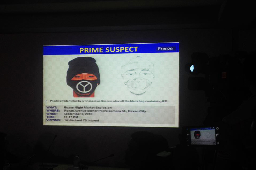 The Police Regional Office XI released the artist and digital sketch of the suspect in the Roxas night market bombing. (Maria Patricia/davaotoday.com)