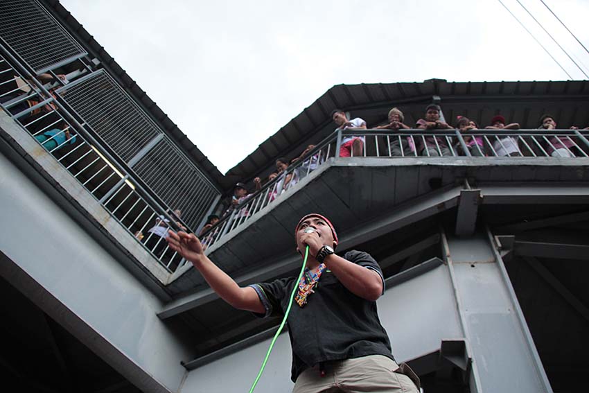 Pasaka Confederation of Lumad Organizations in Southern Mindanao secretary general Jong Monzon calls for justice for Jimmy Saypan, a farmer leader killed by suspected military men on Monday, October 10 during a protest action held in the streets of Calamba, Laguna on Thursday. As the secretary general of the Compostela Farmers Association, Saypan was one of the most vocal oppositions against the entry of large scale mining companies in their communities. (Paulo C. Rizal/davaotoday.com) 