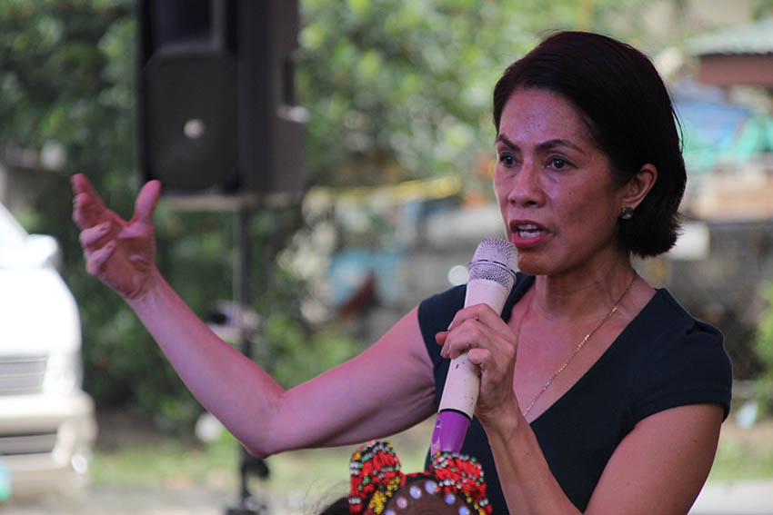 Environment secretary Gina Lopez announces on Monday, Oct. 24 that the Department of Environmental and Natural Resources will no longer accept new mining permit applications. Lopez attnted a dialogue with the leaders of the indigenous and Moro peoples alliance, Sandugo, at the University of the Philippines Diliman. (Paulo C. Rizal/davaotoday.com)