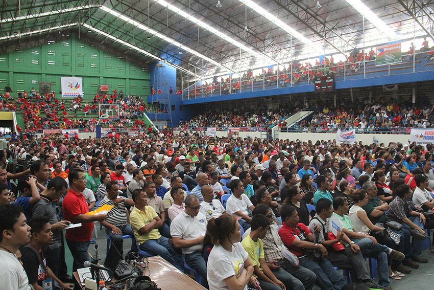 Supporters of President Rodrigo Duterte from different regions in Mindanao gather for the launching of “Kilusang Pagbabago” in Southern Mindanao Region on Sunday, Oct.23. The launching held in Rizal Memorial Colleges Gymnasium Sunday is to educate the members about the policies of the Duterte administration.  (Earl O. Condeza/davaotoday.com)