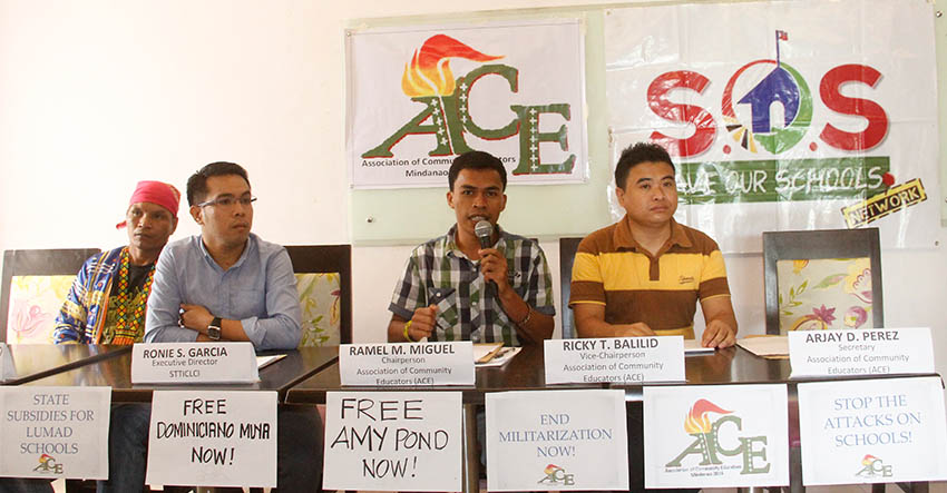 A group of volunteer educators who are teaching Lumad children in Mindanao has renewed its call  for the immediate release of their colleagues who were accused of being members of the New People's Army. (Earl O. Condeza/davaotoday.com)