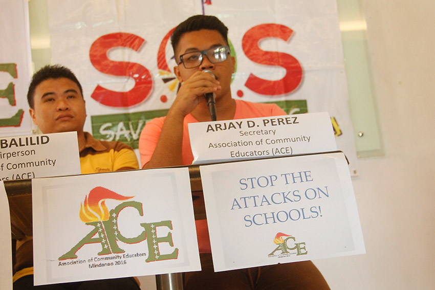 The Alliance of Community Educators, a group of Lumad school teachers, reiterate their call to stop the attacks against their schools. (Earl O. Condeza/davaotoday.com)