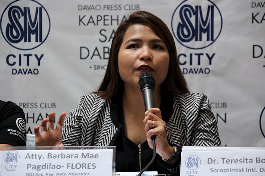 Department of Justice Deputy Regional State Prosecutor Atty. Barbara Mae Pagdilao - Flores announce on Nov. 7 that of the 15 convictions of human trafficking cases in Davao region since 2003, 14 were sexual exploitation which involved minors. The lone remaining case involved is a forced labor. (Paulo C. Rizal/davaotoday.com)