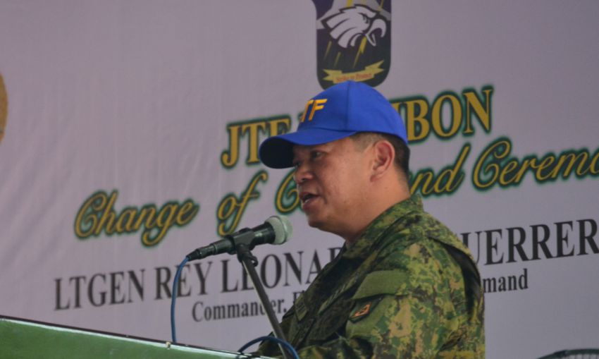 Col. Gilbert I. Gapay delivers his speech as he assumes the position as the new commander of the Joint Task Force Haribon. The Change of Command Ceremony was held on Thursday, Dec. 15 at the Naval Station, Panacan, Davao City. (Robby Joy Salveron/davaotoday.com)