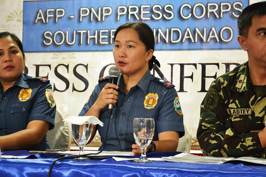 STRICT SECURITY. Police Regional Office 11 spokesperson Police Chief Insp. Andrea Dela Cerna announces in a press briefing on Wednesday, Jan. 18 the creation of the Road Discipline Task Force, which will conduct road clearing operations to ease the traffic congestion as well as to instill discipline among motorists. (Jaycel Villacorte/davaotoday.com)