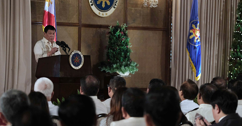 President Rodrigo Duterte during the oath-taking ceremony at the Rizal Hall in Malacañan Palace on January 9, 2017. ACE MORANDANTE/Presidential Photo