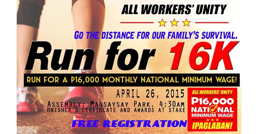 Labor alliance launch run for P16k minimum wage on Sunday