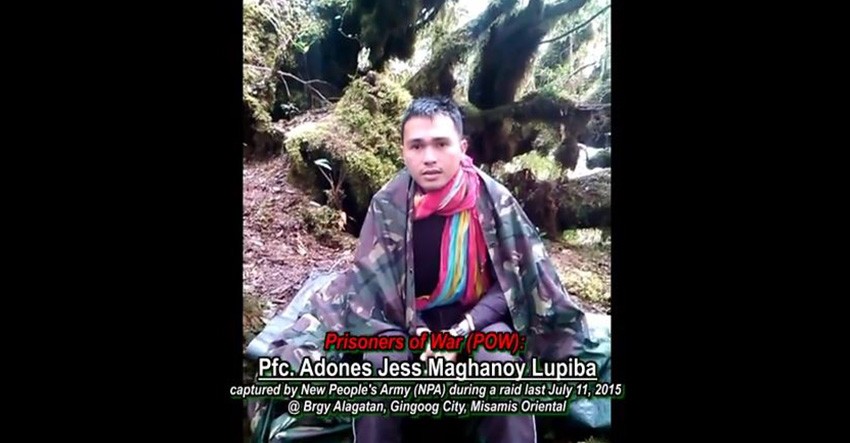 Captured soldier in Misamis Oriental sends video message to wife, family