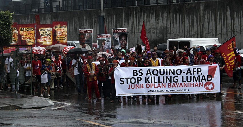 Despite heavy rains, Lumads protest AFP, PNP headquarters