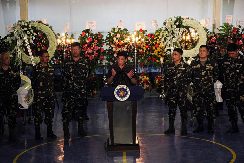 PHOTOS | Duterte visits wake of soldiers killed in NPA offensives