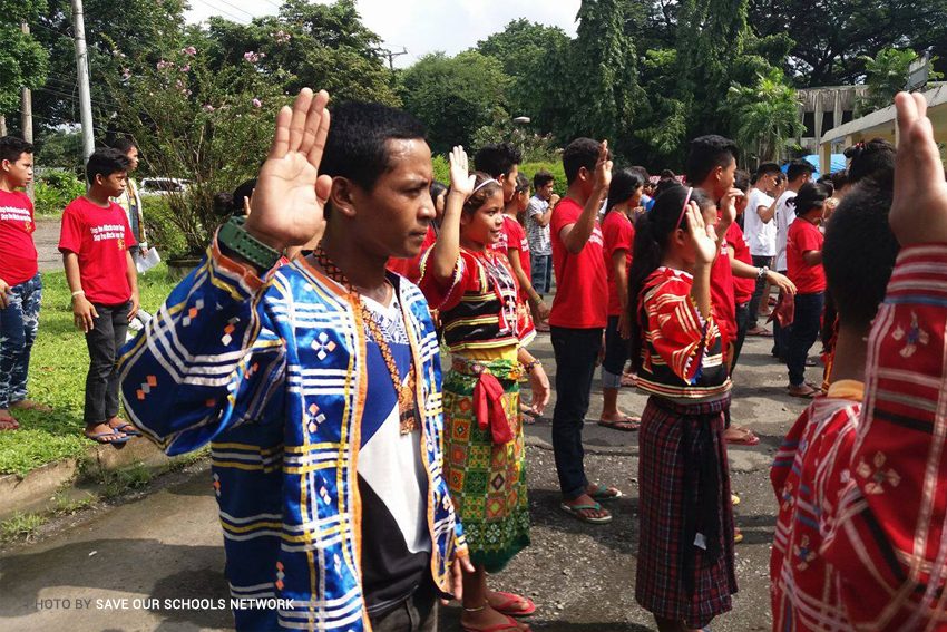 Displaced lumad students continue classes at camp in UP Diliman