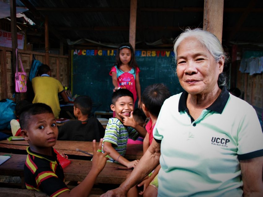 Retired teacher finds fulfillment in holding classes for Lumad children in evacuation camp