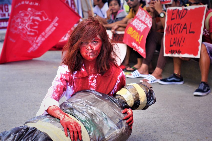 HR day rally in Davao City stages “bloody” reenactment of 2018