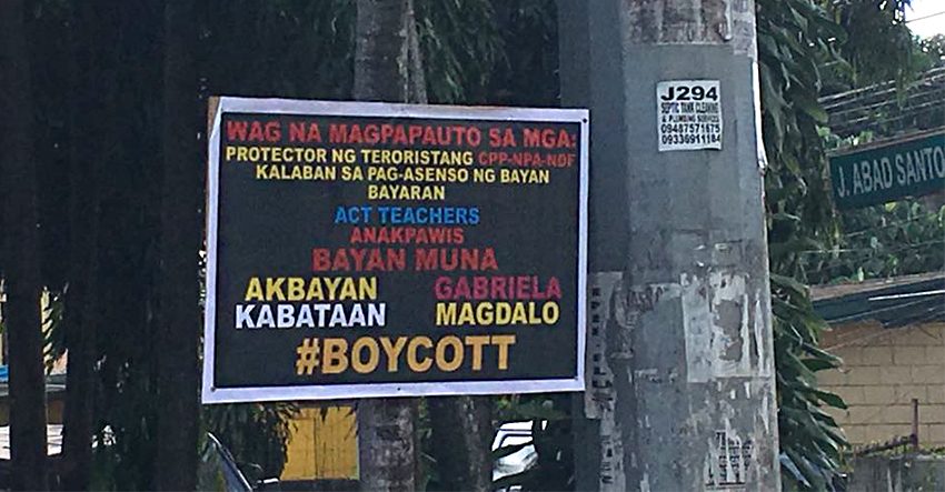 Militants hit anti-Left campaign materials in Davao City