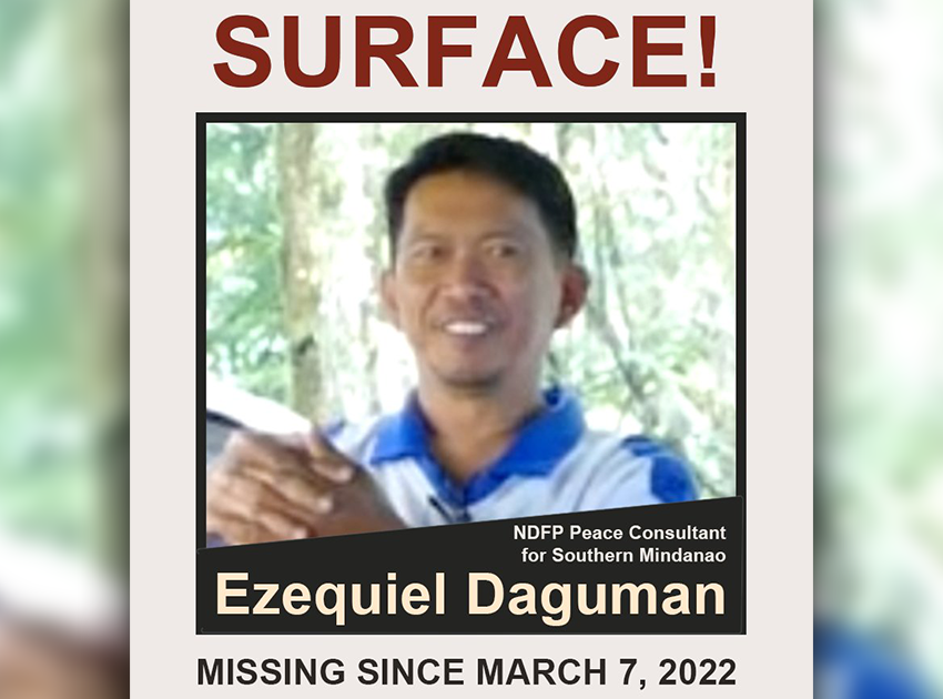 NDFP demands military to surface peace consultant abducted in Davao Norte